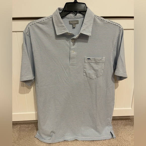 Fish Hippie Co. Blue Striped Polo Shirt for Men - Picture 3 of 5